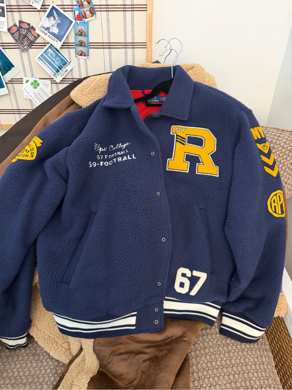 Ralph Lauren Navy Blue & Yellow Varsity Bomber Jacket